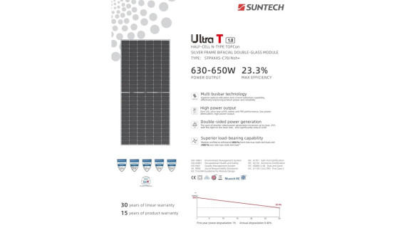 Сонячні панелі SUNTECH Ultra T  645W  STP645S-C78 Bifacial