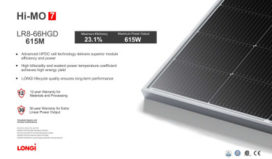 Сонячні панелі LONGI 615Вт двосторонні LR8-66HGD-615M