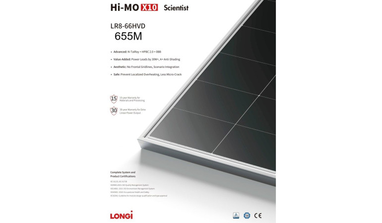 Сонячні панелі LONGI Hi-MO X10  655 Вт LR8-66HVD-655M Bifacial 